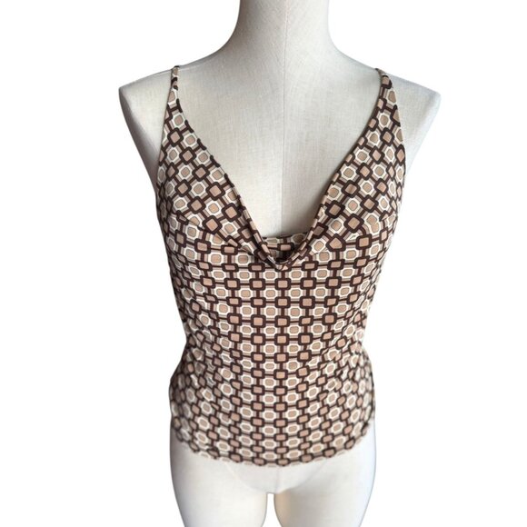 Y2K Forever 21 Made in USA Drape Neck Pattern Tank size Medium - Picture 2 of 9